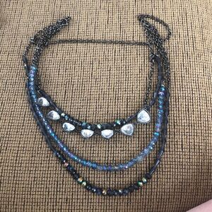 Chic Multi-Layered Black and Blue Necklace